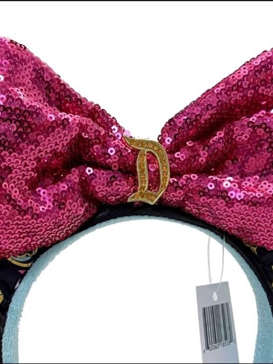 Disneyland Minnie Ears Headband Pink Sequined Bow Sleeping Beauty Castle main image 6